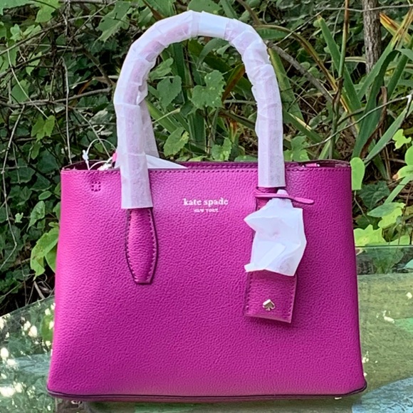 KATE SPADE Eva Top Zip SMALL SATCHEL CROSSBODY BAG! Baja Rose Fuschia Leather - Picture 2 of 9